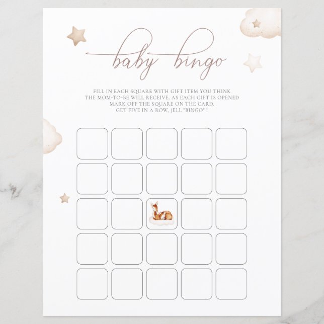 Oh Hjort Gender Neutral Watercolor Baby Bingo Game (Framsida)