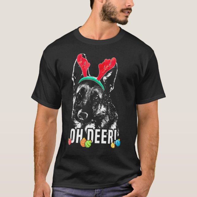 Oh Hjort German Shepherd Julafton T Shirt (Framsida)
