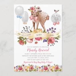 Oh Hjort Girl Baby Shower Inbjudningar