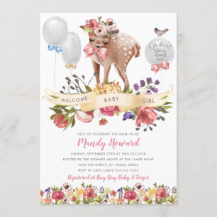 Oh Hjort Girl Baby Shower Inbjudningar