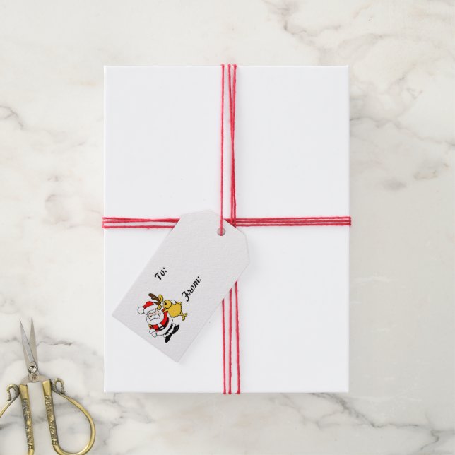 Oh Hjort God jul från Santa Gift Märkre Presentetikett (Med Snöre)