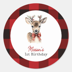 Oh Hjort jul Hjort Birthday Runt Klistermärke