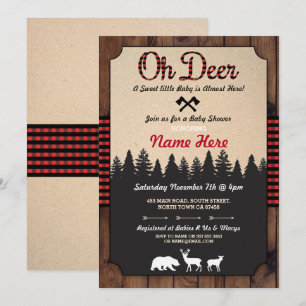 Oh Hjort Lumberjack Red Baby Shower Boy Inbjudan