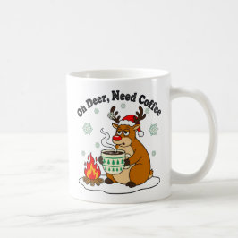 Oh Hjort Need Coffee Funny Helgdag Art Kaffemugg