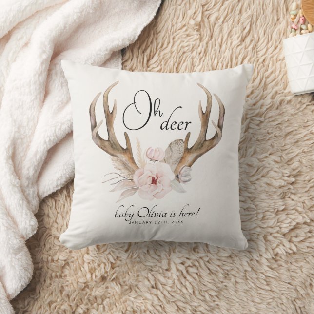 Oh Hjort Newborn Baby Photo Pillow - Woodland Flor Kudde (Filt)