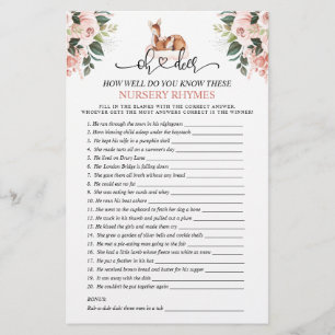 Oh Hjort Nursery Rhyme Baby Shower Games