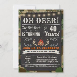 Oh Hjort Old Buck Camo Birthday-inbjudan Inbjudningar