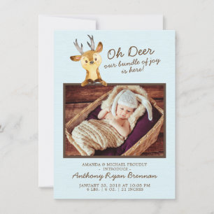 Oh Hjort Pojke Photo Birth Notice Meddelande