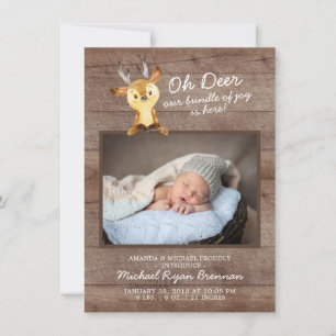 Oh Hjort Pojke Photo Birth Notice Meddelande