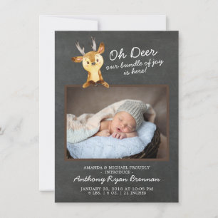 Oh Hjort Pojke Photo Birth Notice Meddelande