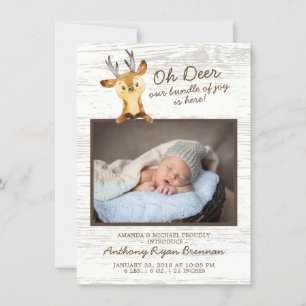 Oh Hjort Pojke Photo Birth Notice Meddelande