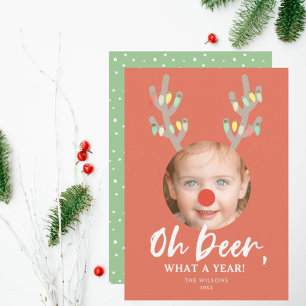 Oh Hjort Red Funny jul-Helgdag-fotokort Inbjudningar