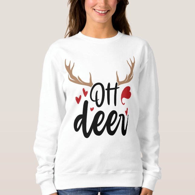 Oh Hjort Reindeer Antlers Funny God jul T Shirt (Framsida)