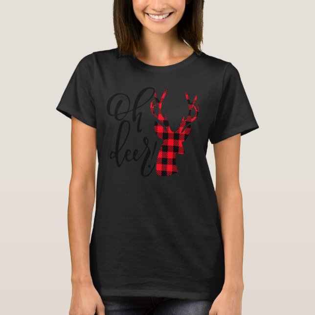Oh Hjort Reindeer Red Play Buffalo jul Pajam T Shirt (Framsida)