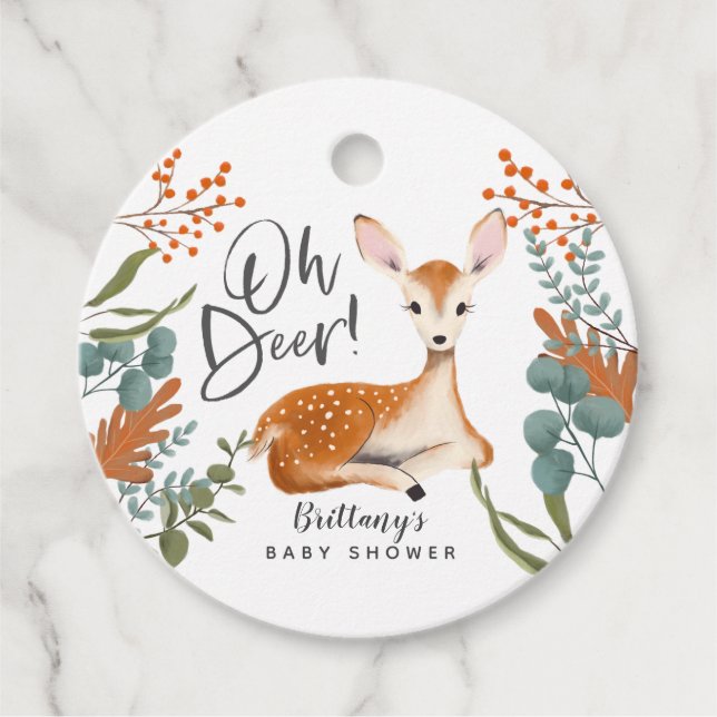 Oh Hjort Rustic Fall Woodland Baby Shower Gåvor Etiketter (Framsida)