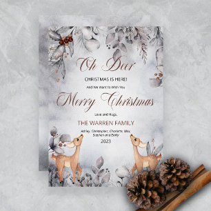 Oh Hjort Rustic Winter Blommigt God jul Holid Julkort