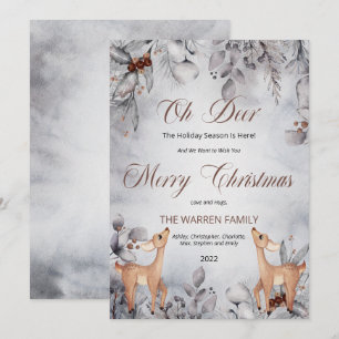 Oh Hjort Rustic Winter Blommigt God jul Julkort