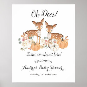 Oh Hjort Twillingars Pumpkin Baby Shower Välkomsts Poster