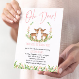 Oh Hjort Twin Girls Baby Shower Inbjudningar