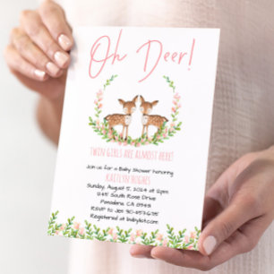 Oh Hjort Twin Girls Baby Shower Inbjudningar