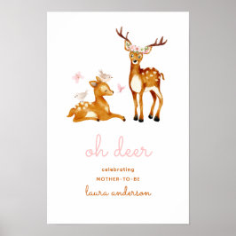 Oh Hjort Watercolor Flowers Welcome Baby Shower Poster
