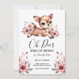 Oh Hjort Watercolor Födelsedagsfest Inbjudningar