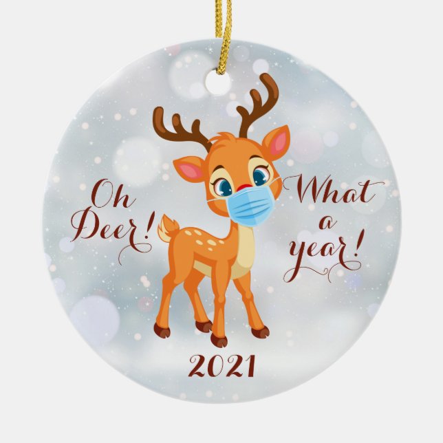 Oh Hjort What A Year 2021 Ceramic Ornament (Framsidan)