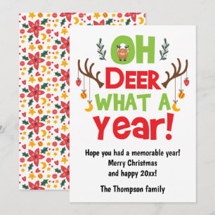Oh Hjort What A Year 2025 Reindeer jul Julkort