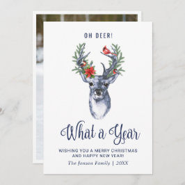 Oh Hjort What a Year God jul Hälsning Julkort