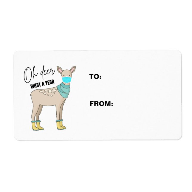 Oh Hjort What A Year julgift Labels Fraktsedel (Framsidan)