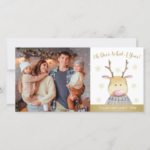 Oh Hjort What A Year Quote Family Photo Julkort