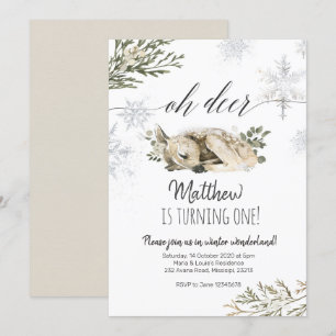 Oh Hjort Winter Birthday-inbjudan Inbjudningar
