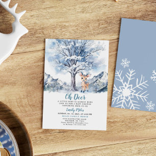 Oh Hjort Winter Boy Baby Shower Inbjudningar
