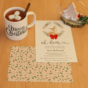 Oh Hjort Winter Greenery Baby Shower-inbjudan Inbjudningar