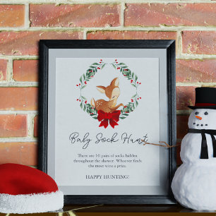 Oh Hjort Winter Greenery Baby Sock Hunt Game Poster