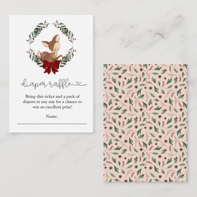 Oh Hjort Winter Greenery Diaper Raffle Tilläggskort (Fram/baksida)