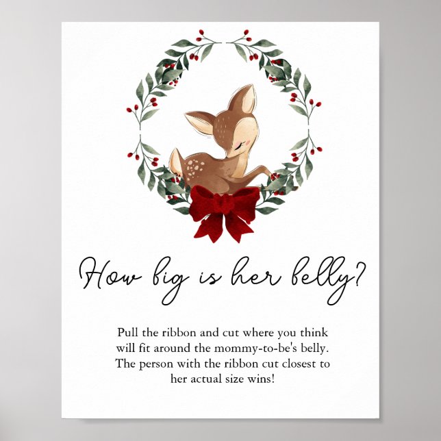 Oh Hjort Winter Greenery Hur stor är hennes Belly  Poster (Framsidan)
