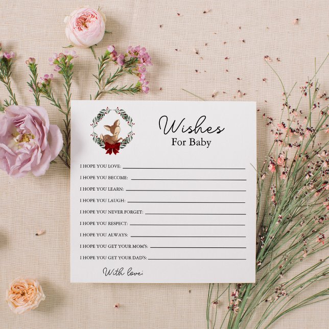 Oh Hjort Winter Greenery Önskemål för Baby Anteckningskort (Skapare uppladdad)