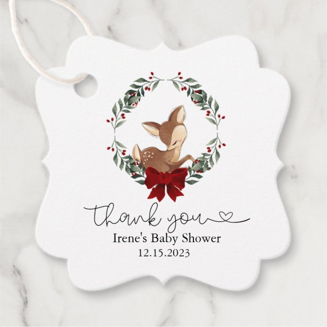 Oh Hjort Winter Greenery Tack Gåvor Etiketter (Framsida)