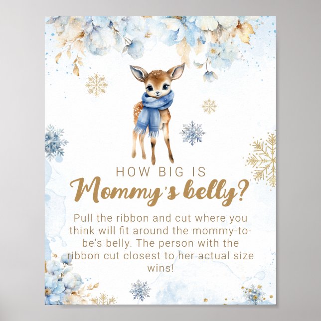 Oh Hjort Winter Pojke Shower Mamma Belly Game Poster (Framsidan)