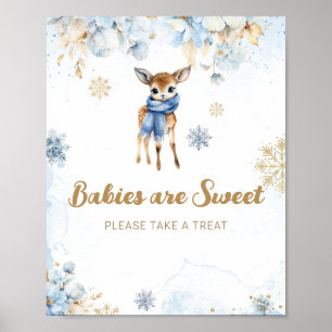 Oh Hjort Winter Pojke Shower Sweet Treat Poster