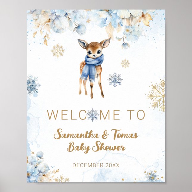 Oh Hjort Winter Pojke Shower Välkommen Poster (Framsidan)
