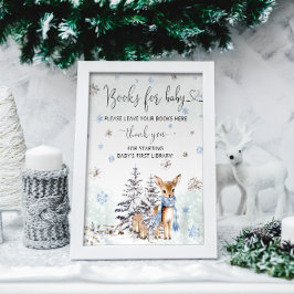 Oh Hjort Winter Woodland Pojke Shower Bokar Poster