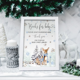 Oh Hjort Winter Woodland Pojke Shower Bokar Poster