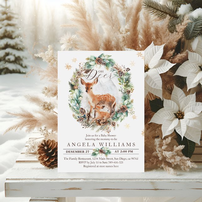 Oh Hjort Winter Woodland Snö Baby Shower Inbjudningar (Skapare uppladdad)