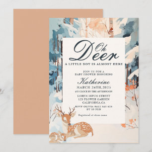 Oh Hjort Winter Woodland Snowy Forest babydusch Inbjudningar