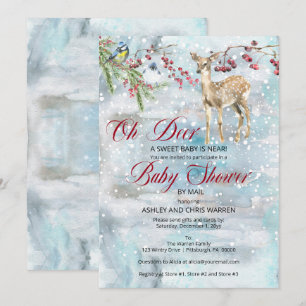 Oh Hjort Woodland Animals Baby Shower by Mail Inbjudningar