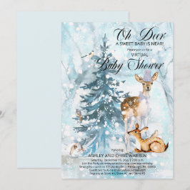 Oh Hjort Woodland Animals Virtuell Boy Baby Shower Inbjudningar