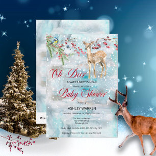 Oh Hjort Woodland Animals Winter Boy Shower Inbjudningar