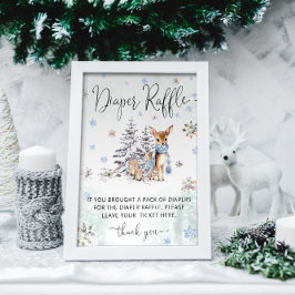 Oh Hjort Woodland Animals Winter Diaper Raffle Poster